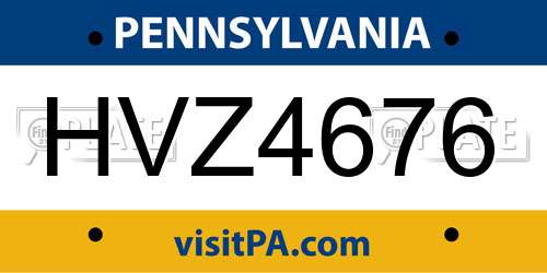 HVZ4676 Pennsylvania License Plate