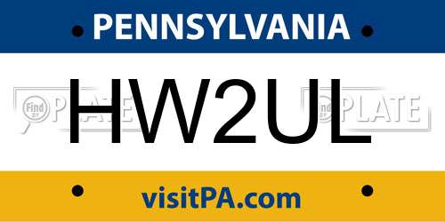 HW2UL Pennsylvania License Plate