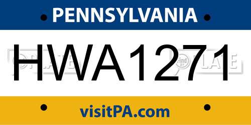 HWA1271 Pennsylvania License Plate