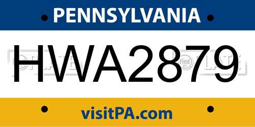 HWA2879 Pennsylvania License Plate