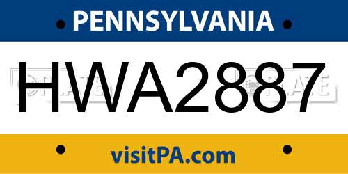HWA2887 Pennsylvania License Plate