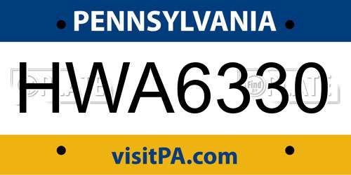 HWA6330 Pennsylvania License Plate