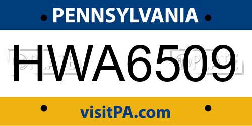 HWA6509 Pennsylvania License Plate