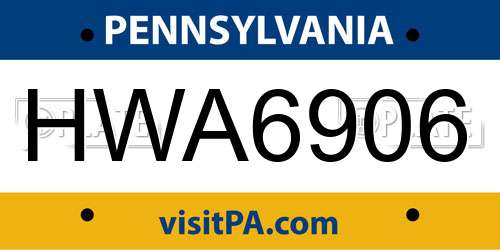 HWA6906 Pennsylvania License Plate