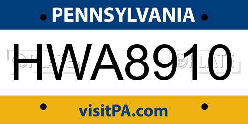 HWA8910 Pennsylvania License Plate