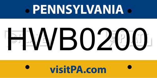 HWB0200 Pennsylvania License Plate