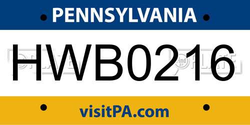 HWB0216 Pennsylvania License Plate