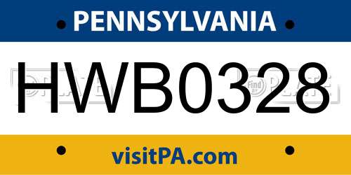 HWB0328 Pennsylvania License Plate