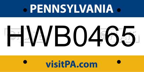 HWB0465 Pennsylvania License Plate