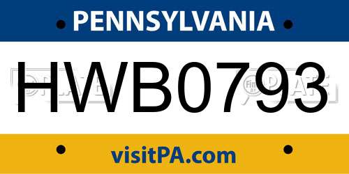 HWB0793 Pennsylvania License Plate