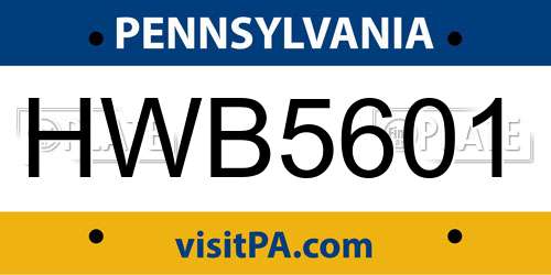 HWB5601 Pennsylvania License Plate
