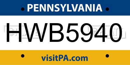 HWB5940 Pennsylvania License Plate