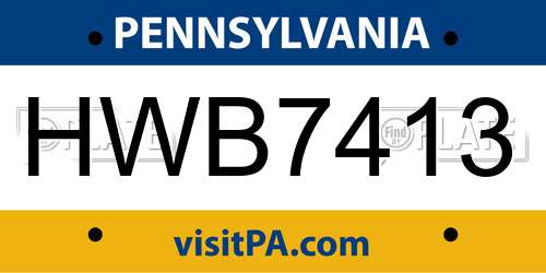HWB7413 Pennsylvania License Plate
