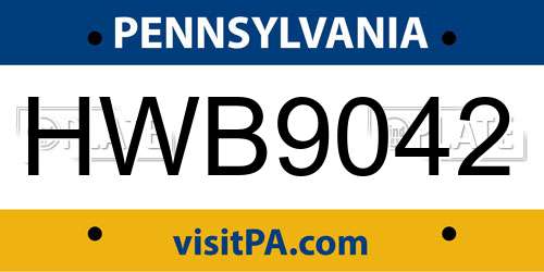 HWB9042 Pennsylvania License Plate