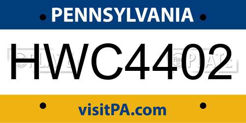HWC4402 Pennsylvania License Plate