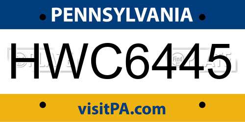 HWC6445 Pennsylvania License Plate
