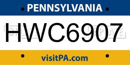 HWC6907 Pennsylvania License Plate