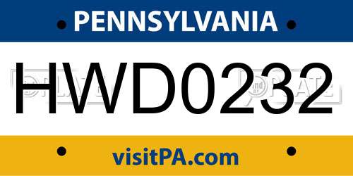 HWD0232 Pennsylvania License Plate