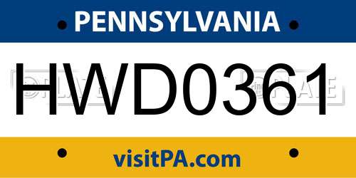 HWD0361 Pennsylvania License Plate