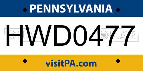 HWD0477 Pennsylvania License Plate