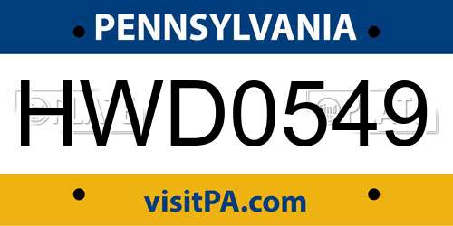 HWD0549 Pennsylvania License Plate