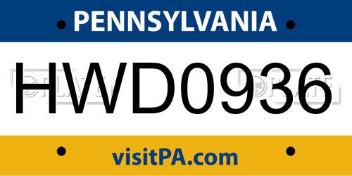 HWD0936 Pennsylvania License Plate