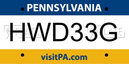 HWD33G Pennsylvania License Plate