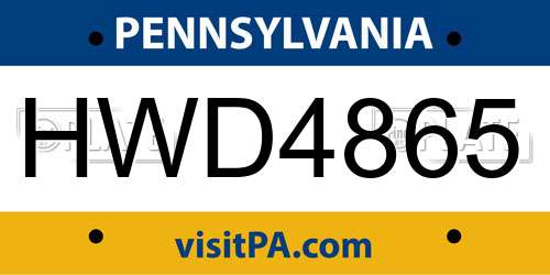HWD4865 Pennsylvania License Plate