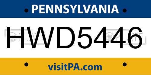 HWD5446 Pennsylvania License Plate