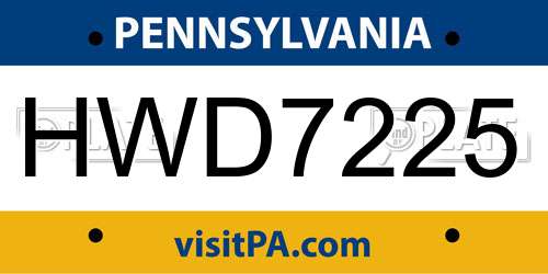 HWD7225 Pennsylvania License Plate