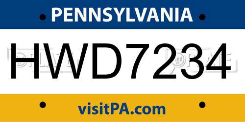 HWD7234 Pennsylvania License Plate
