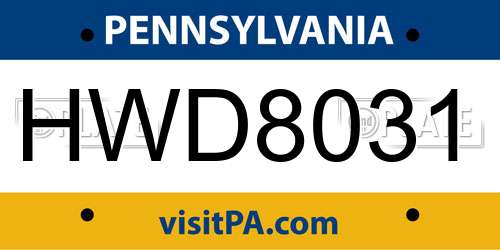 HWD8031 Pennsylvania License Plate