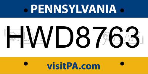 HWD8763 Pennsylvania License Plate