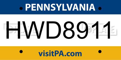 HWD8911 Pennsylvania License Plate