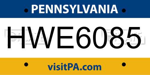 HWE6085 Pennsylvania License Plate