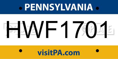 HWF1701 Pennsylvania License Plate