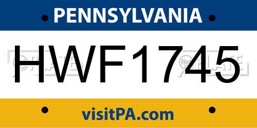 HWF1745 Pennsylvania License Plate