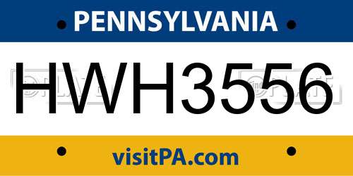 HWH3556 Pennsylvania License Plate