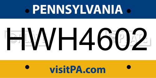 HWH4602 Pennsylvania License Plate