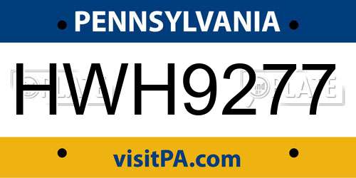 HWH9277 Pennsylvania License Plate