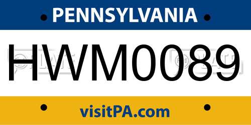 HWM0089 Pennsylvania License Plate