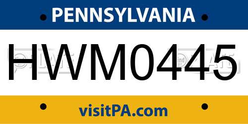 HWM0445 Pennsylvania License Plate
