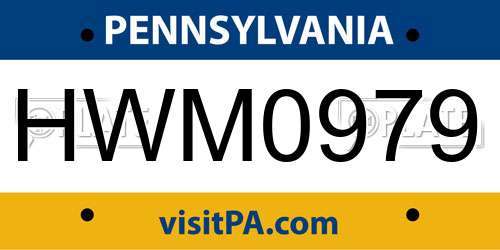 HWM0979 Pennsylvania License Plate