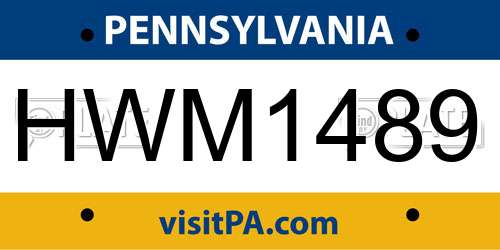 HWM1489 Pennsylvania License Plate