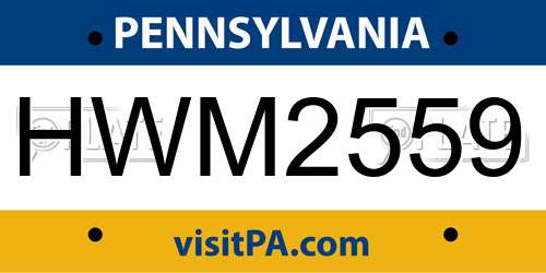 HWM2559 Pennsylvania License Plate