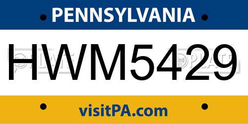 HWM5429 Pennsylvania License Plate