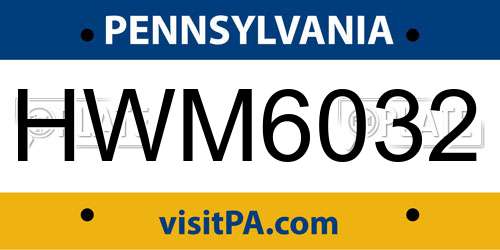 HWM6032 Pennsylvania License Plate