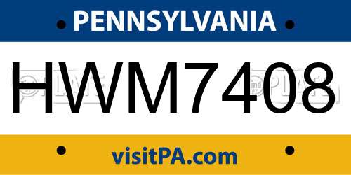 HWM7408 Pennsylvania License Plate