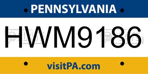HWM9186 Pennsylvania License Plate