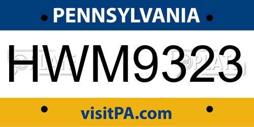 HWM9323 Pennsylvania License Plate